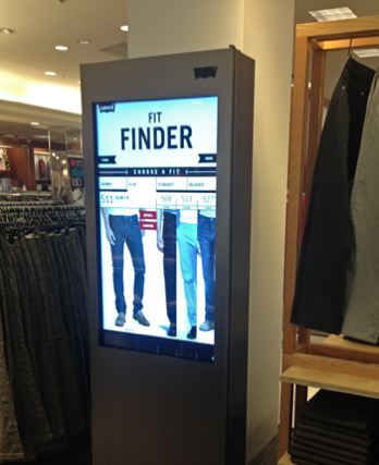 Fit-finder digital display in clothing store 